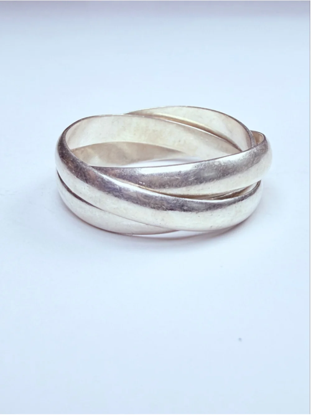 .999 Interlocking Triple Rolling Circle Band Sterling Silver Fidget Rings